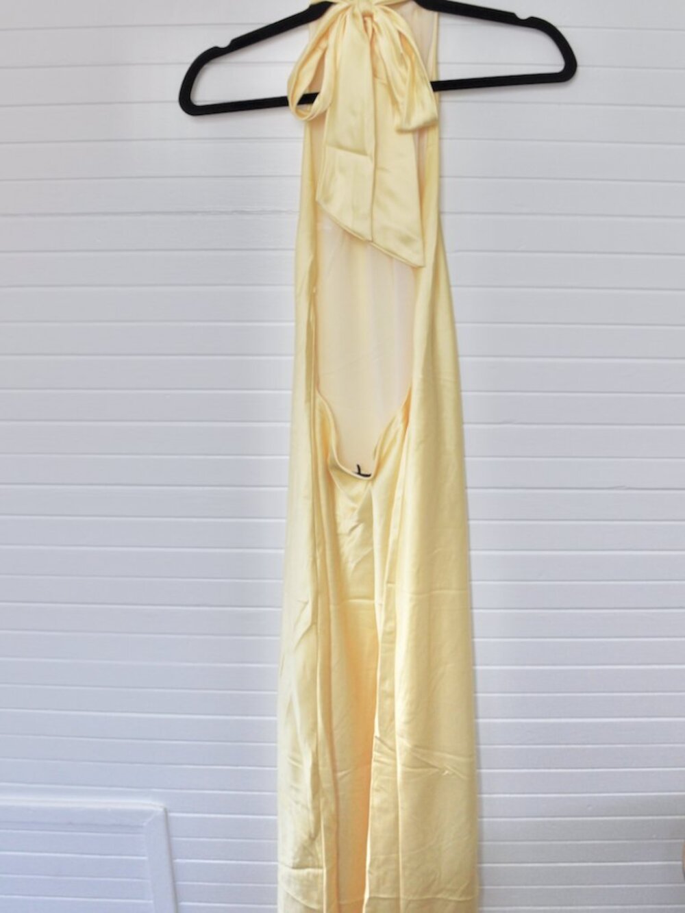 Zara Satin Backless Halter Dress in Pale Yellow - Picture 4 of 6
